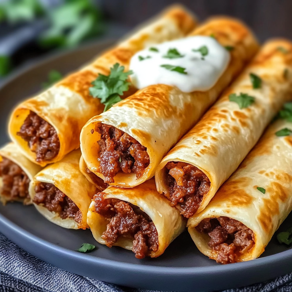 Crispy Cheesy Beef Taquitos