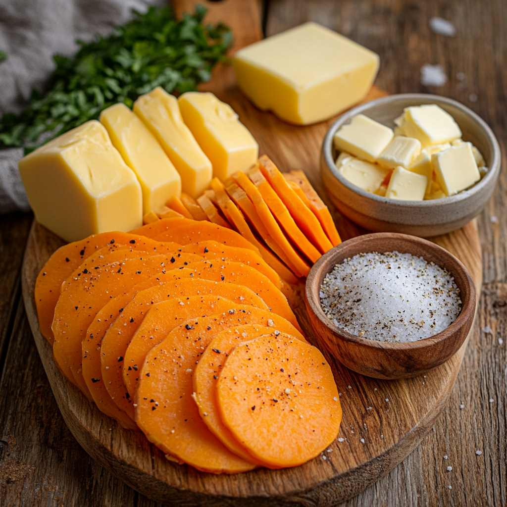 Garlic Scalloped Sweet Potatoes ingredients