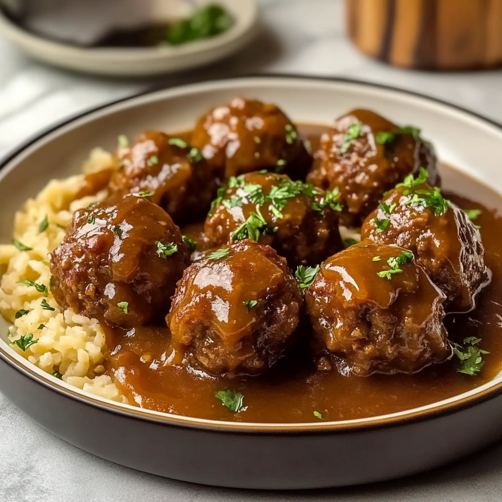 Ground Beef Meatballs and Gravy