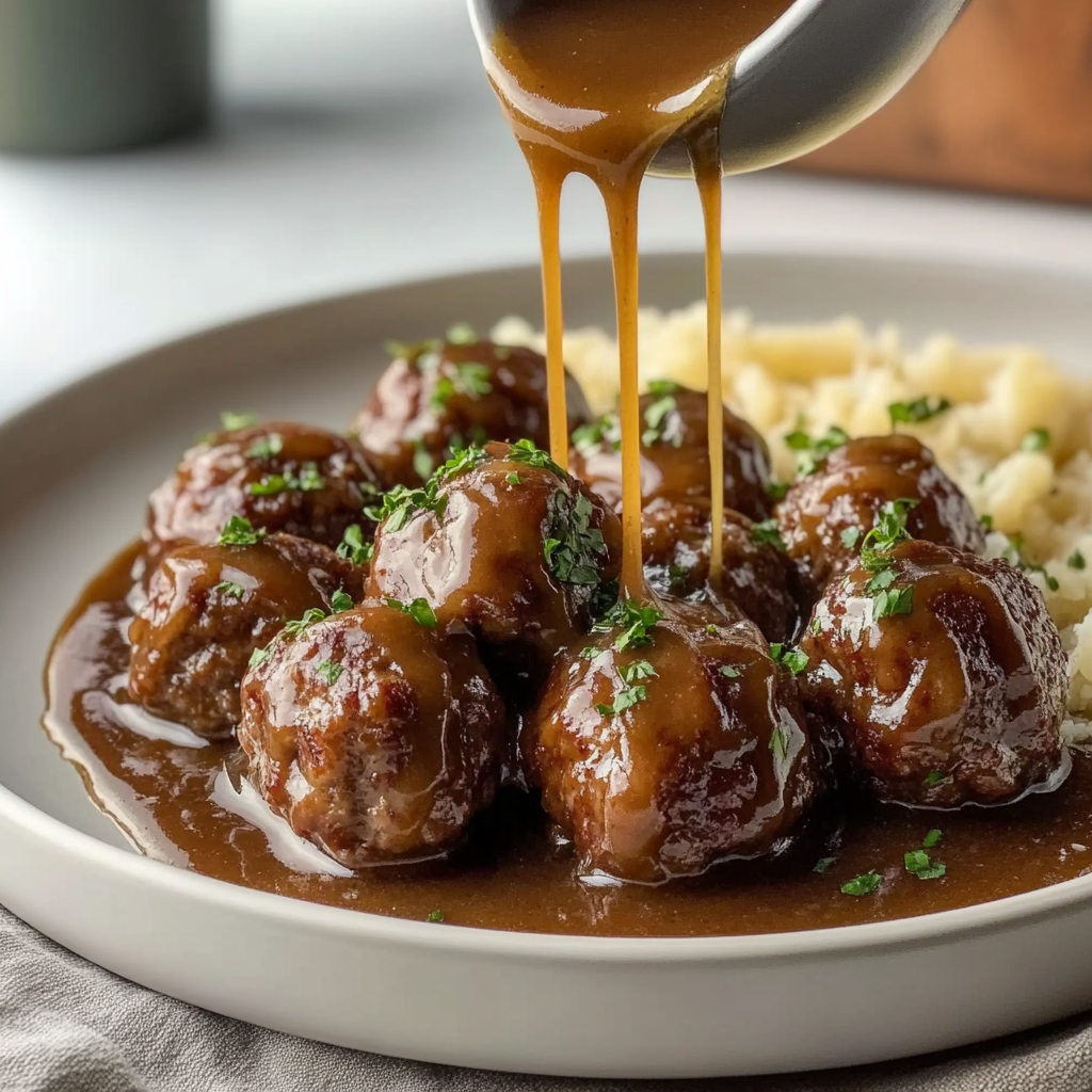 Ground Beef Meatballs and Gravy