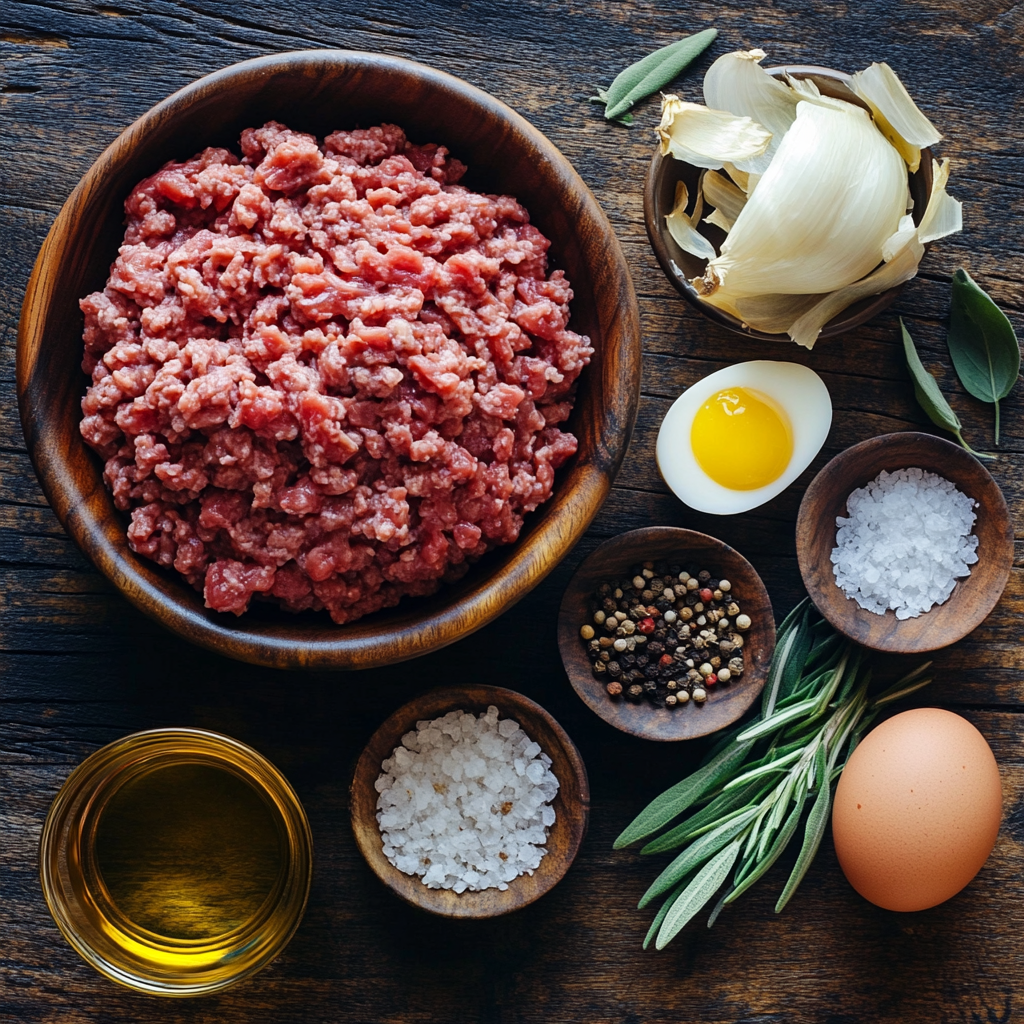 Ground Beef Meatballs and Gravy ingredients