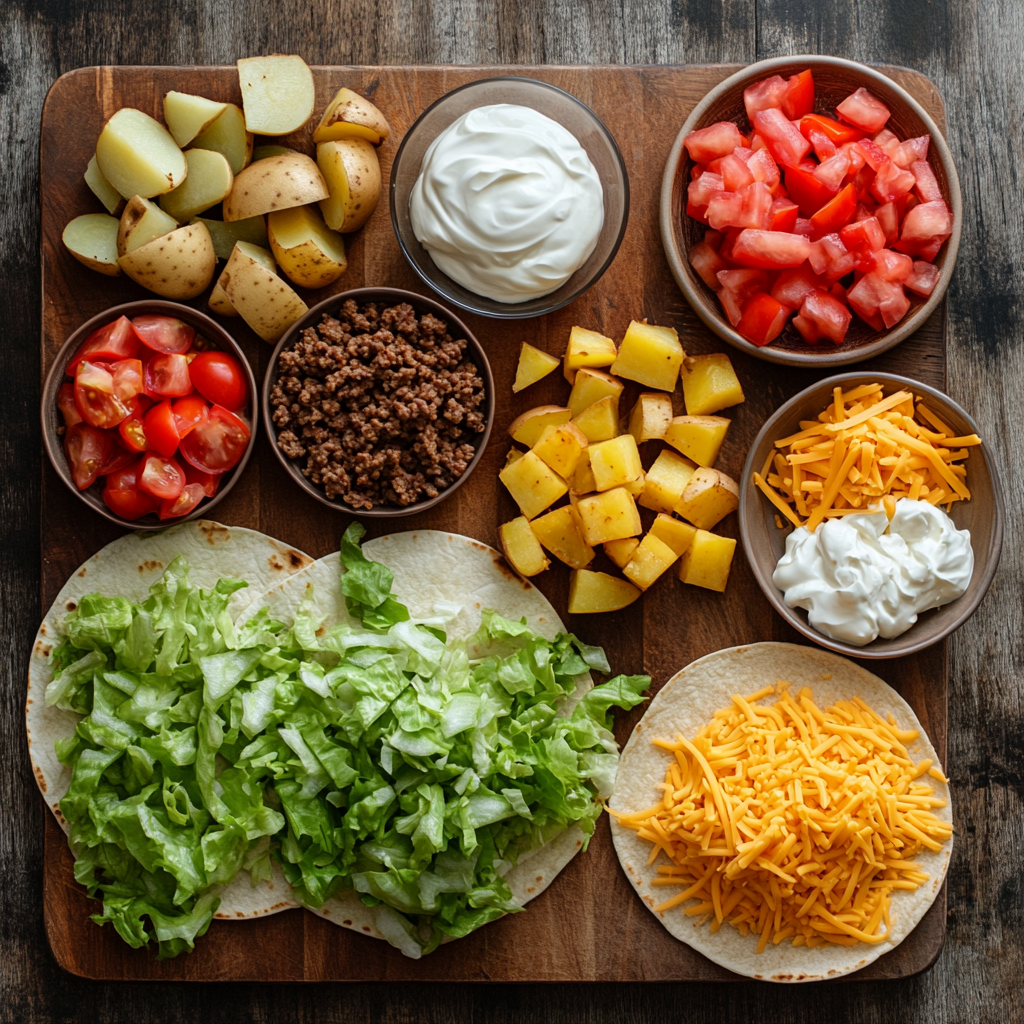 Ground Beef and Potato Tacos ingredients