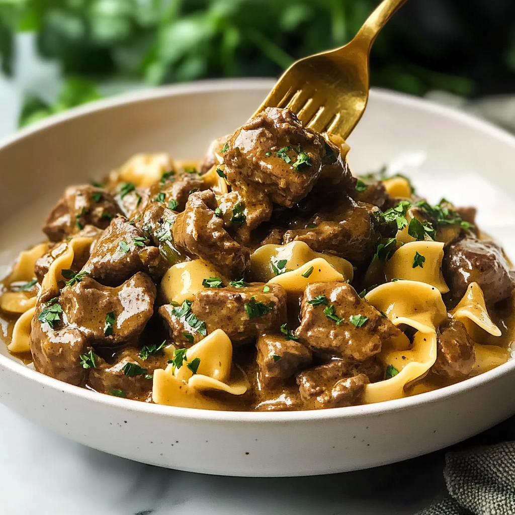 Juicy Beef Stroganoff with Greek Yogurt