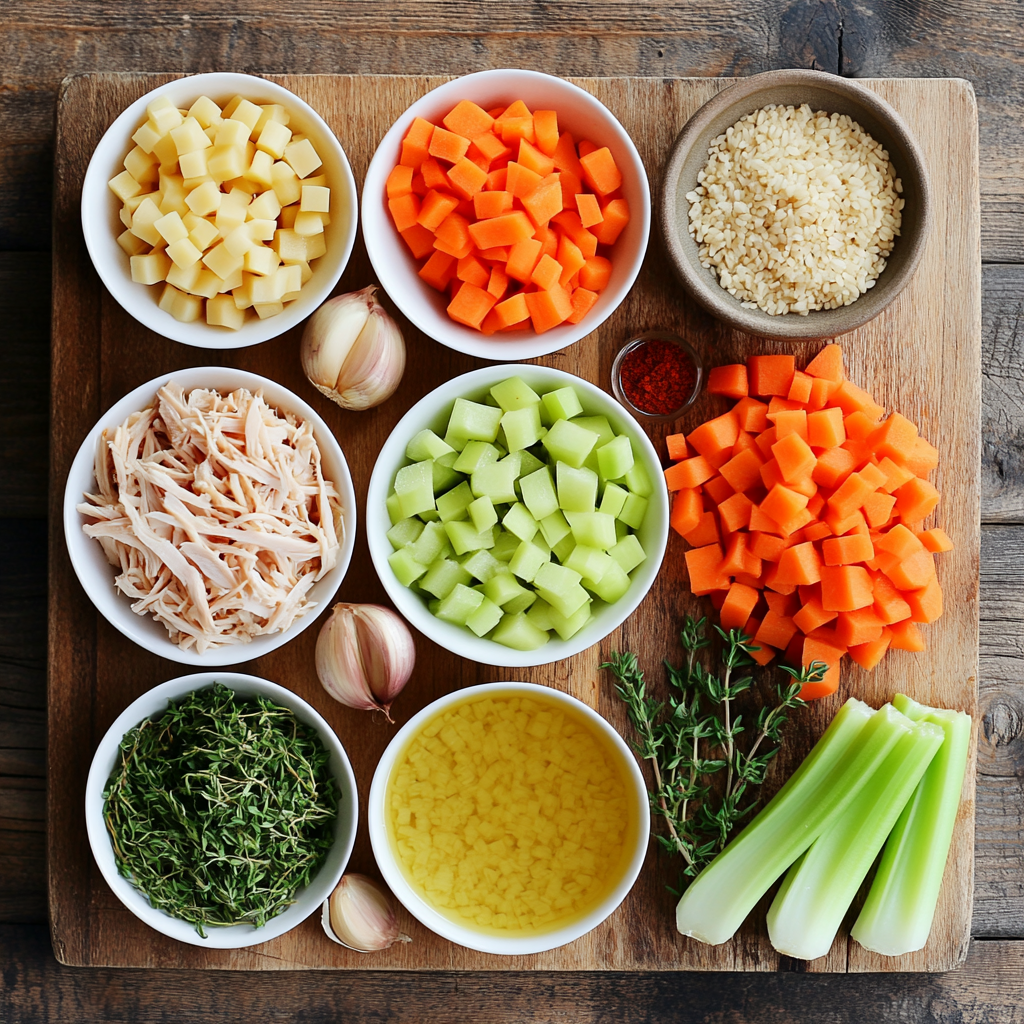 Leftover Turkey Soup ingredients