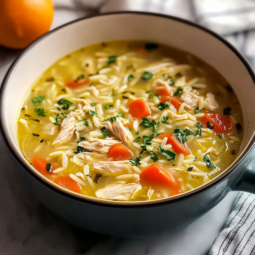 Lemon Chicken Orzo Soup