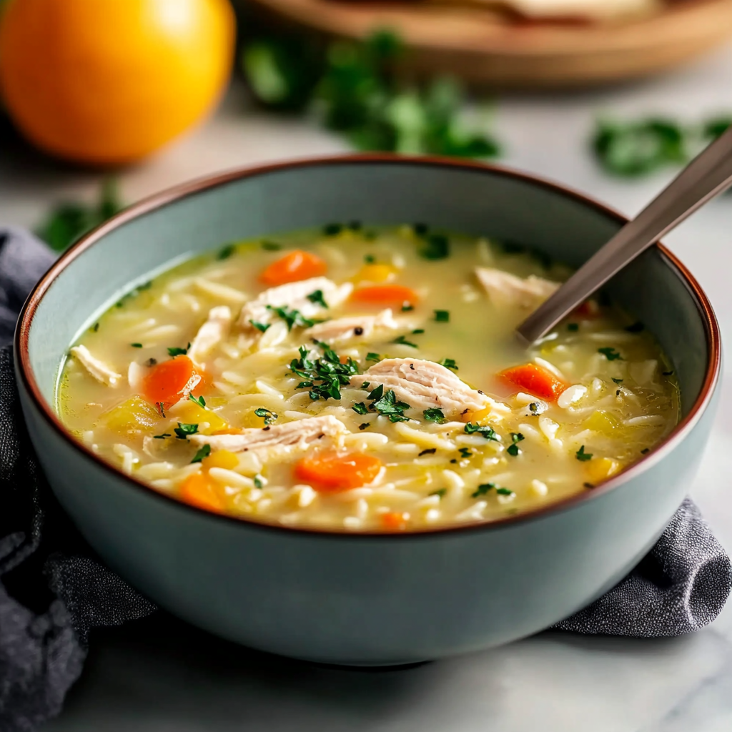 Lemon Chicken Orzo Soup