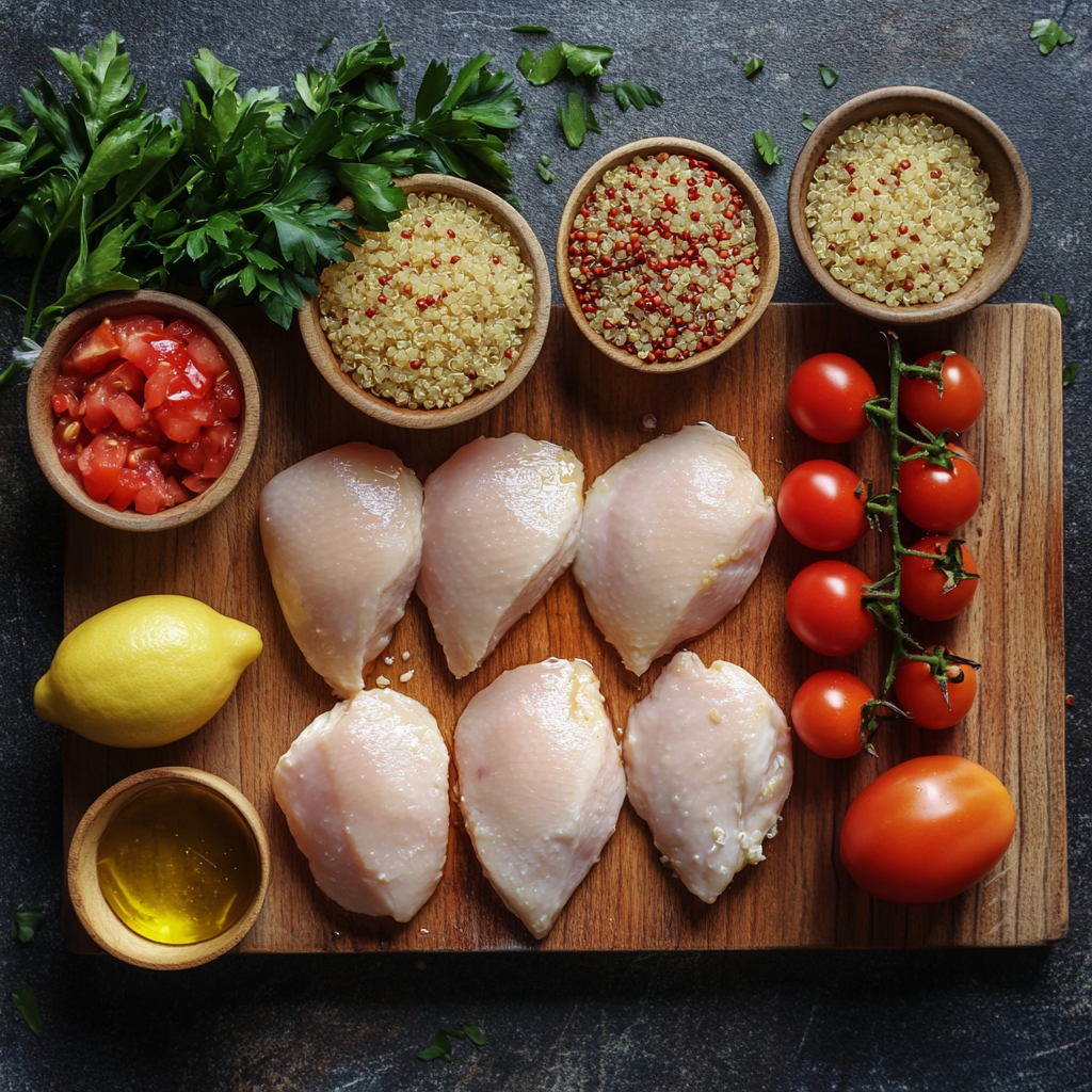 Lemony Mediterranean Chicken Quinoa Bowl ingredients
