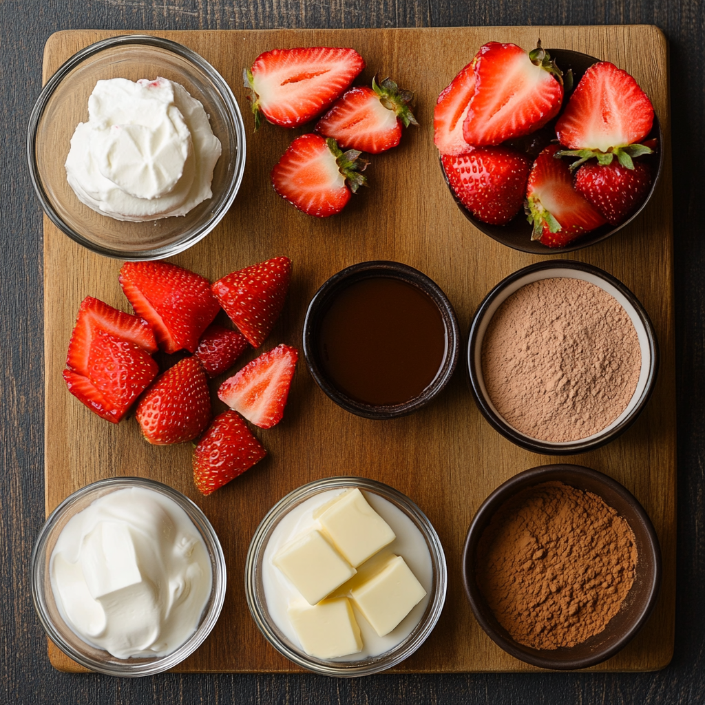 Mini Chocolate Cheesecake Cups with Strawberries ingredients