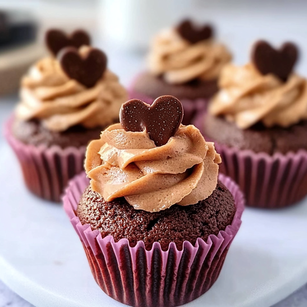 Valentine Brownie Cupcakes with Peanut Butter