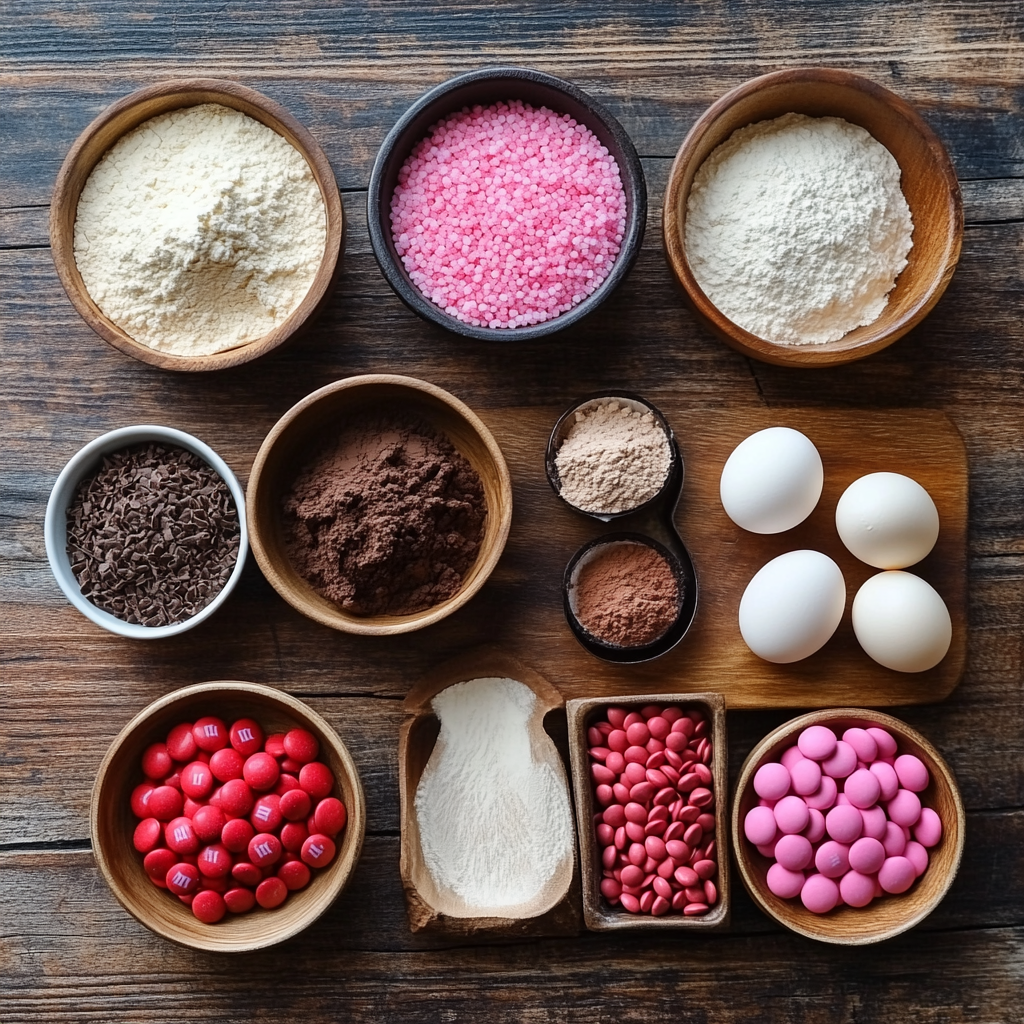 Valentine’s Red Velvet M&M Cookies ingredients