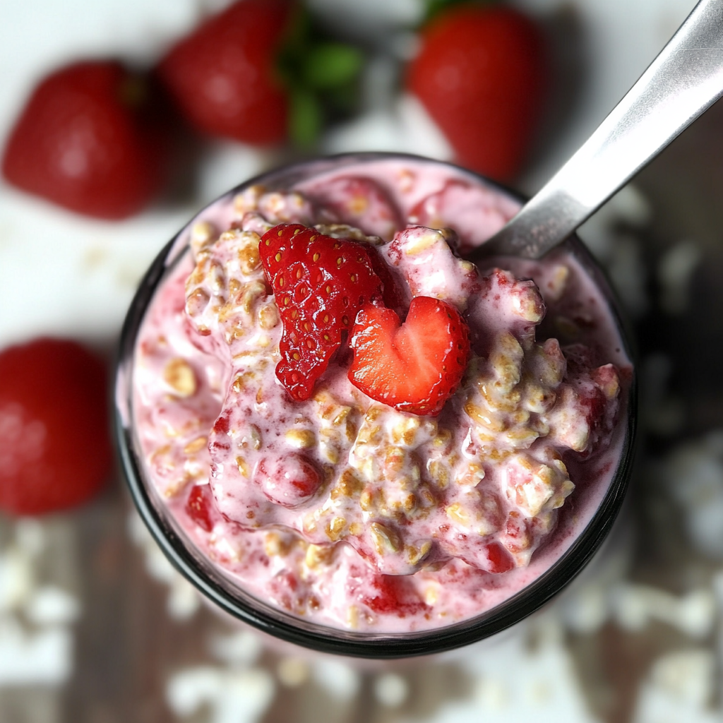 Valentine’s Strawberries and Cream Overnight Oats