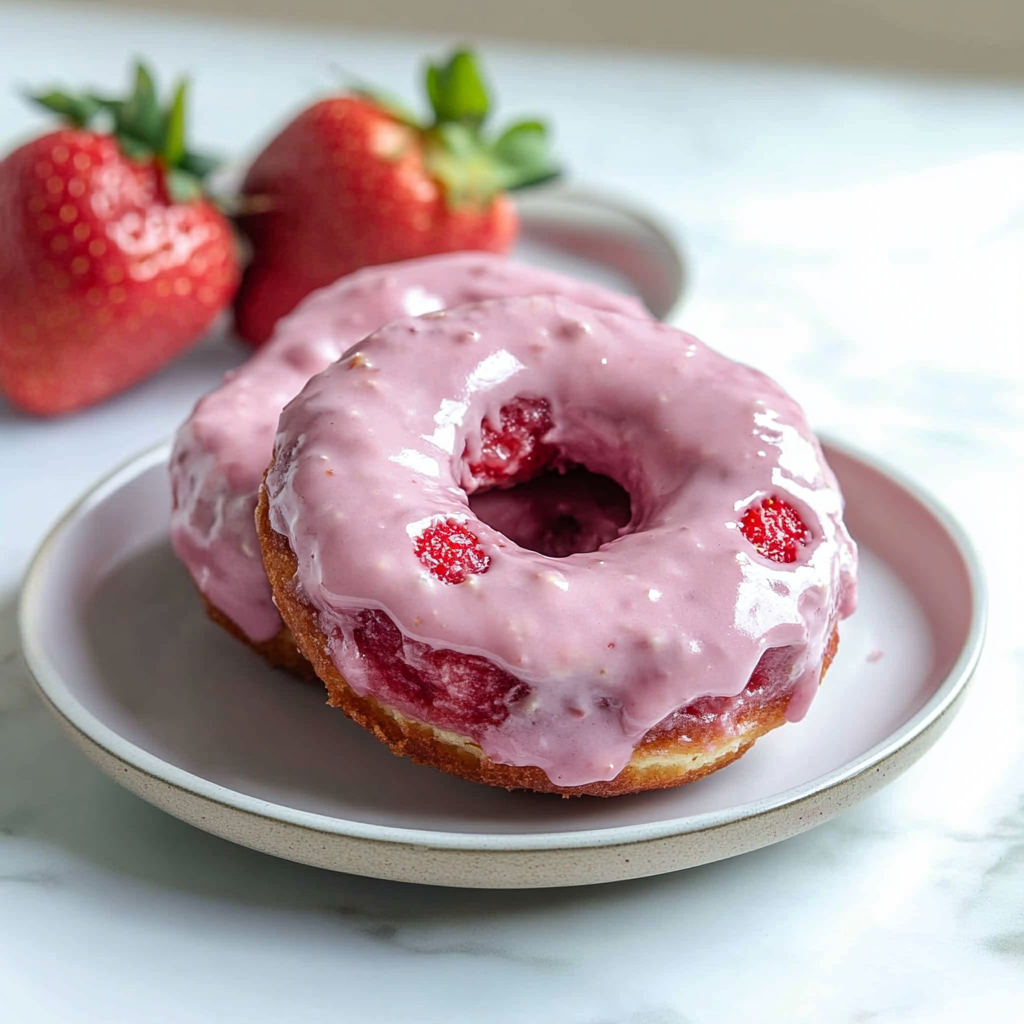 Valentine’s Strawberry Cake Donuts