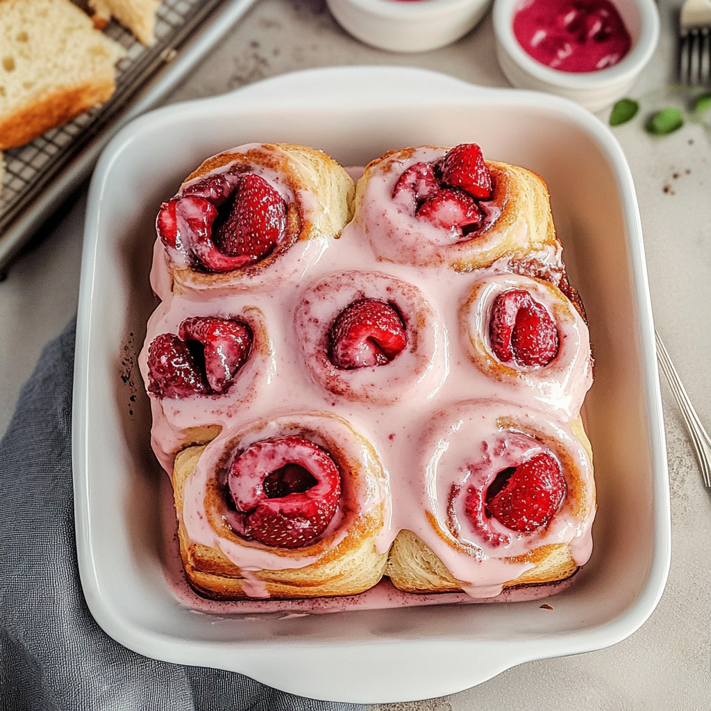 Valentine’s Strawberry Cinnamon Rolls
