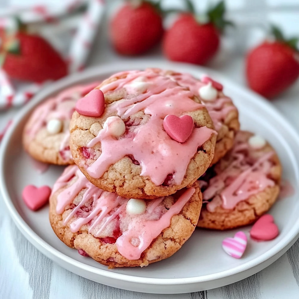 Valentine’s Strawberry milkshake cookies