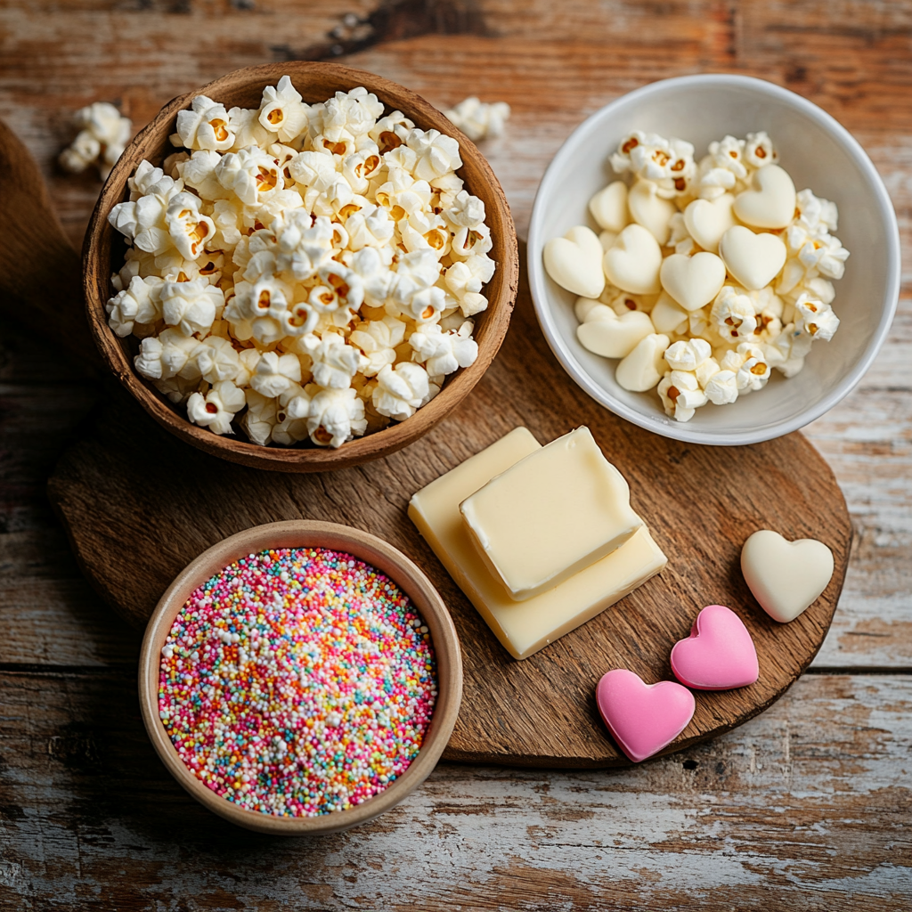 Valentine’s White Chocolate Popcorn ingredients