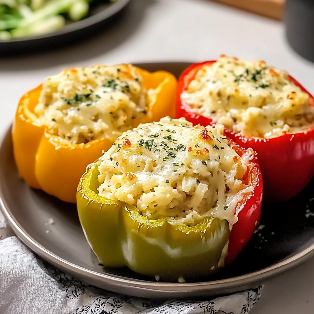 Cheesy Alfredo Stuffed Bell Peppers