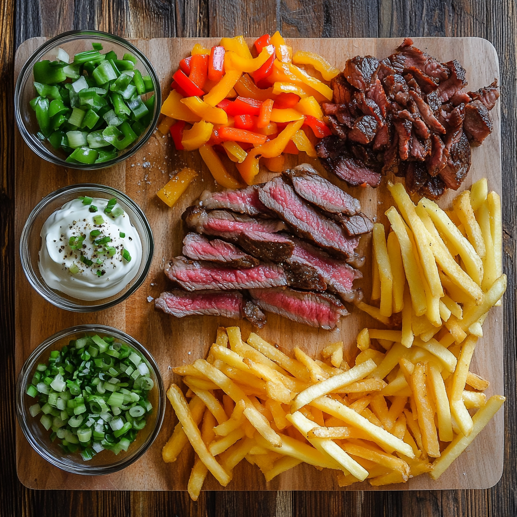 Extra Cheesy Loaded Cheesesteak Fries ingredients