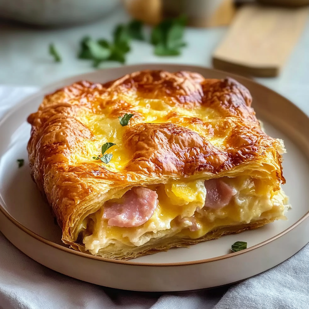 Ham and Cheese Croissant Breakfast Casserole
