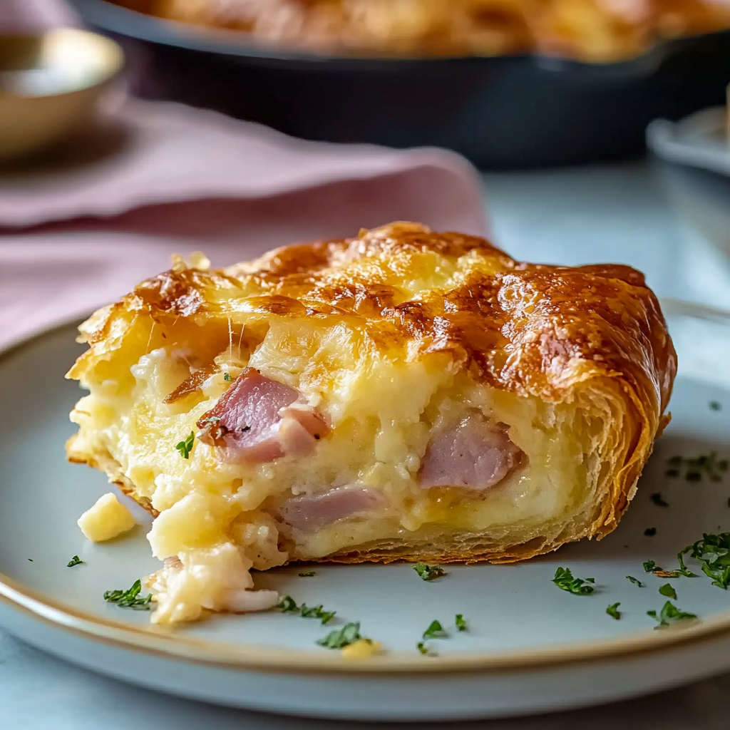 Ham and Cheese Croissant Breakfast Casserole