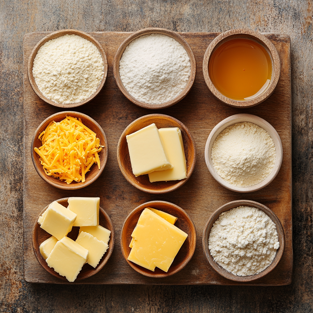 Honey Cheddar Scones with Black Pepper. ingredients