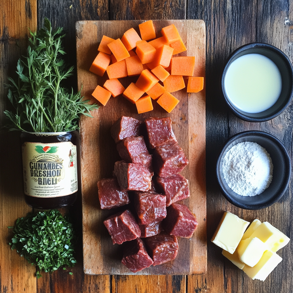 Irish Stout Beef Stew with Herbed Dumplings. ingredients