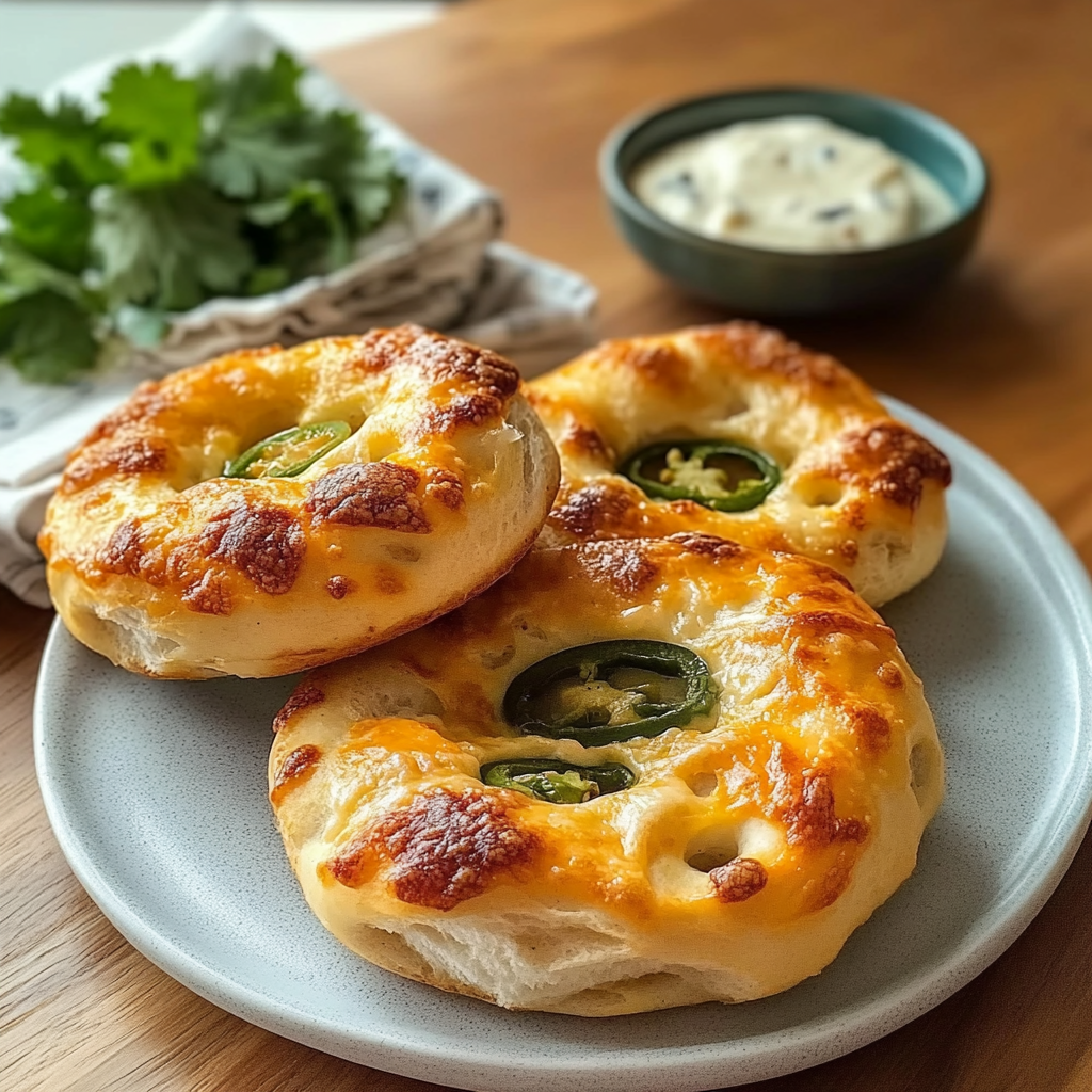 Jalapeno Cheddar Protein Bagels With Cottage Cheese