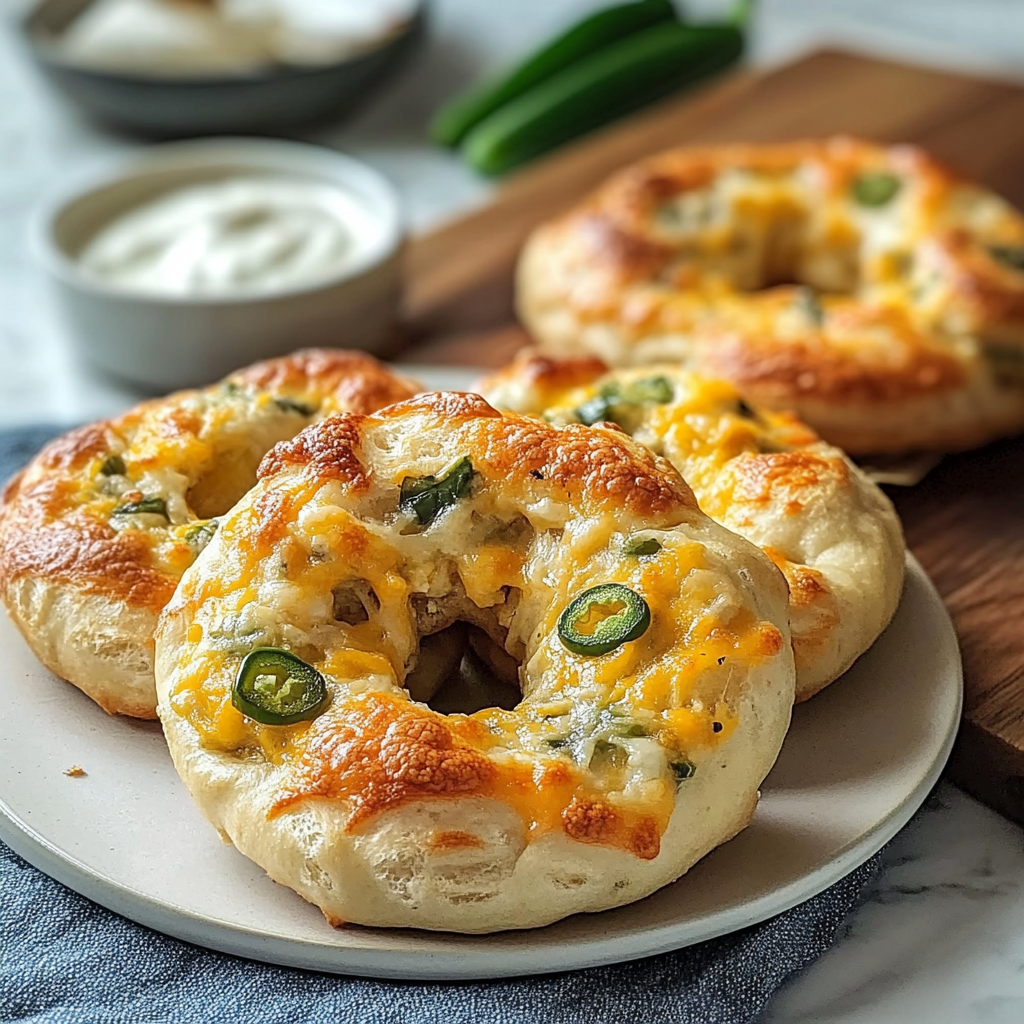 Jalapeno Cheddar Protein Bagels With Cottage Cheese