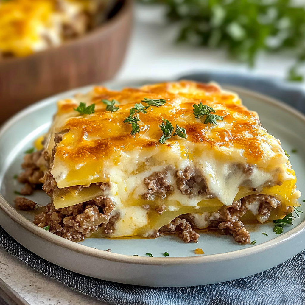 Layered Scalloped Potatoes Hamburger Casserole