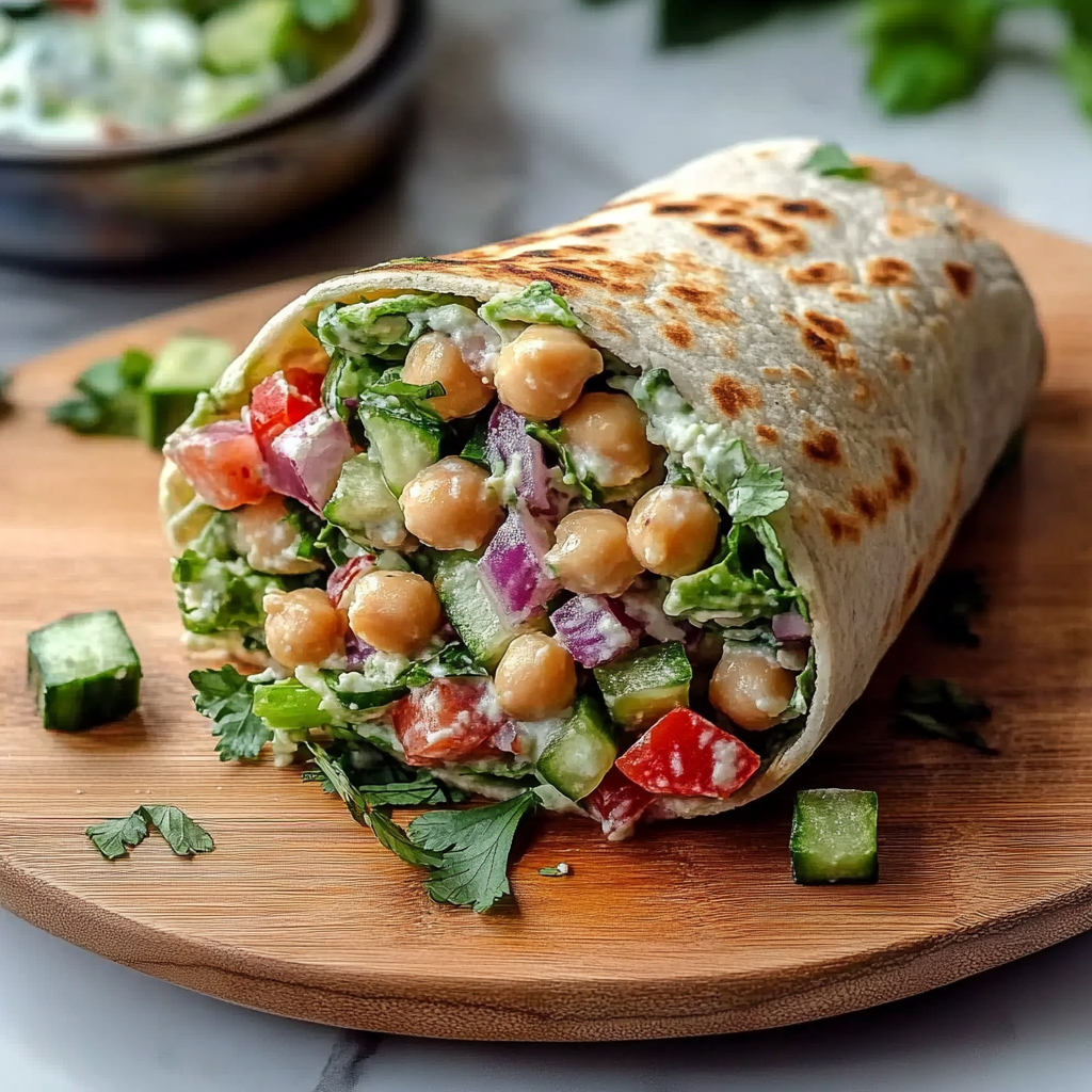 Mediterranean Chickpea Salad Wraps
