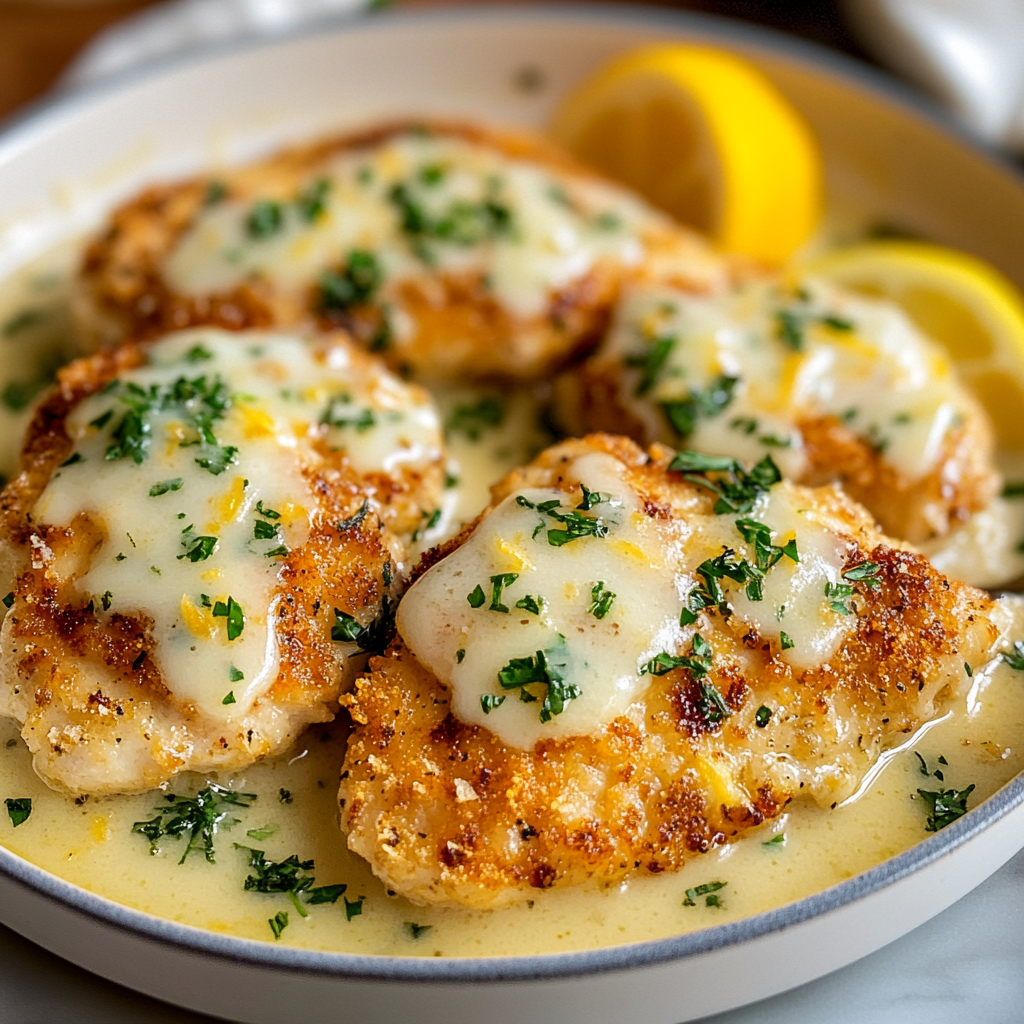 Parmesan Crusted Chicken with Lemon Butter Sauce