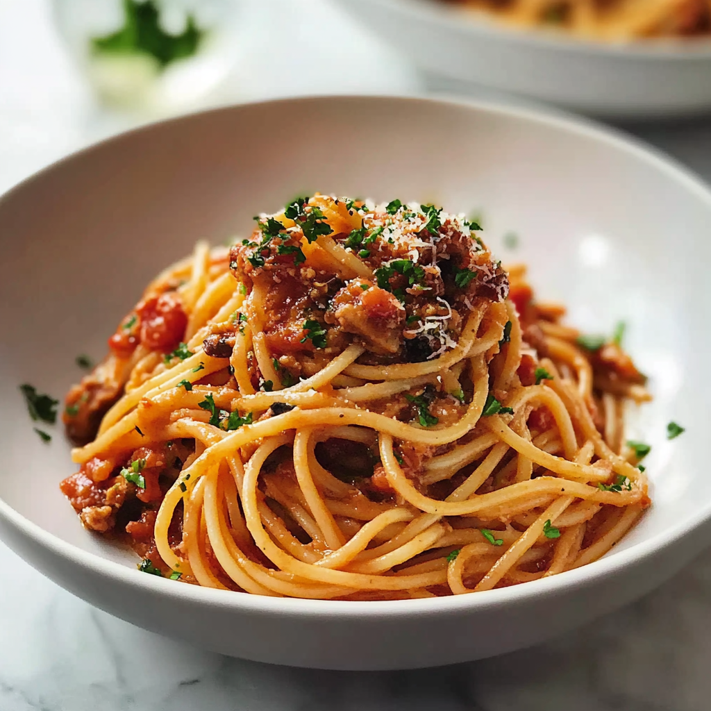 Spaghetti Puttanesca with Tuna