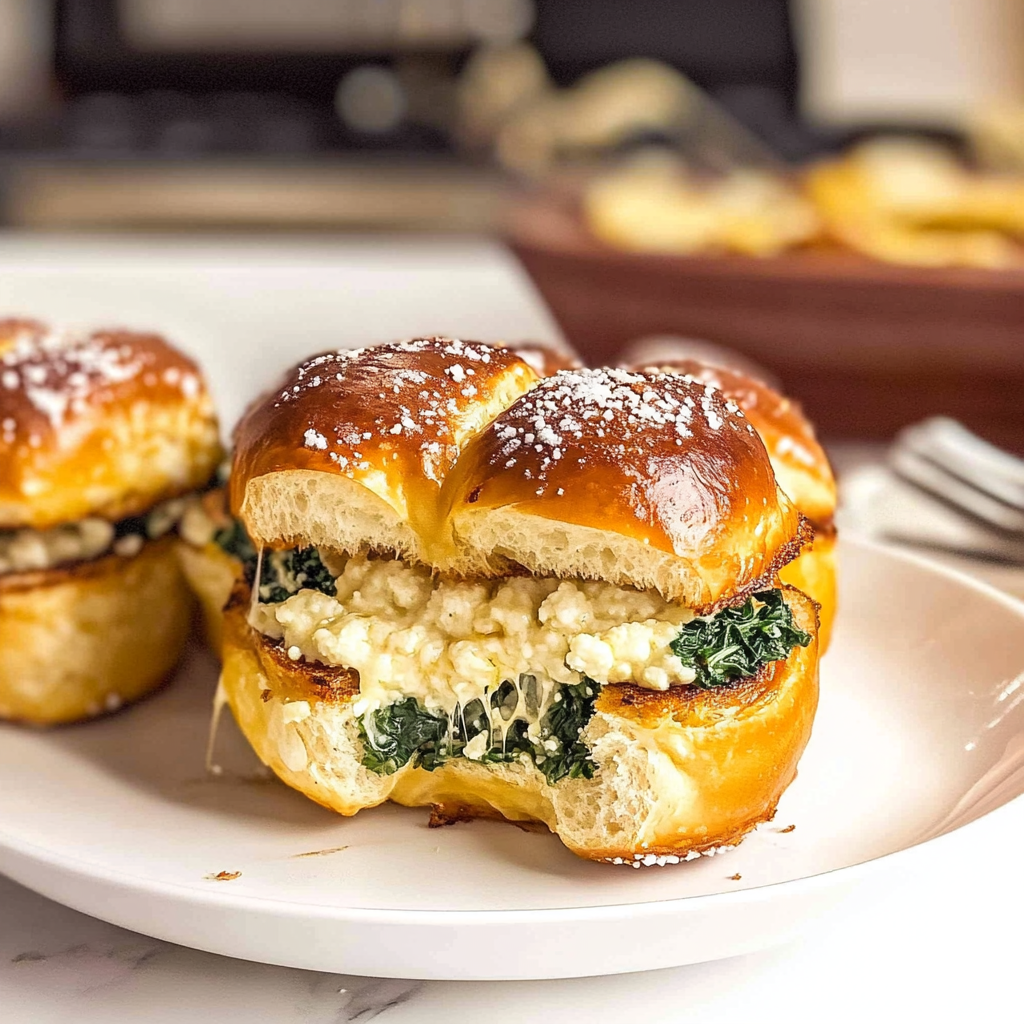 Spinach Feta Pretzel Sliders
