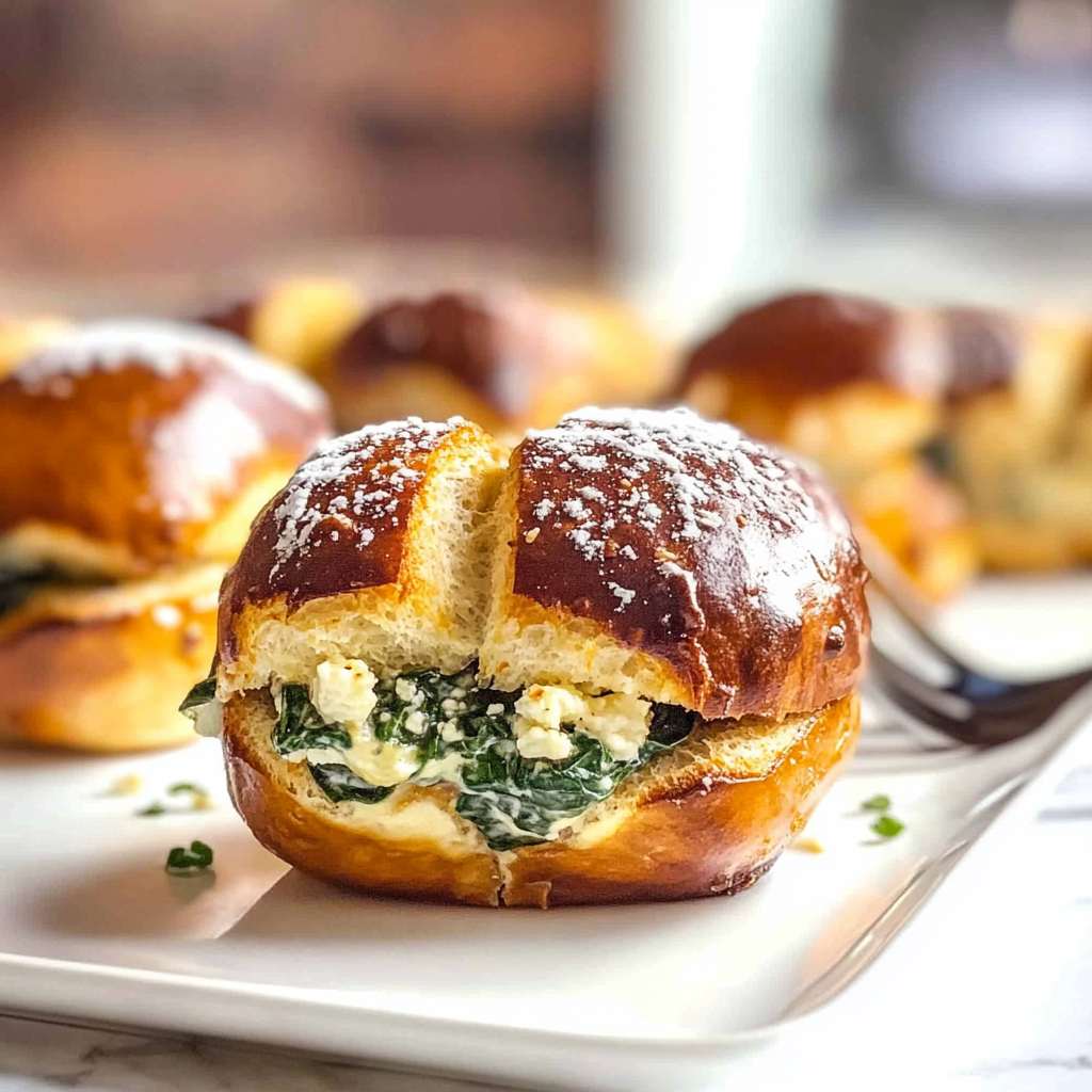 Spinach Feta Pretzel Sliders