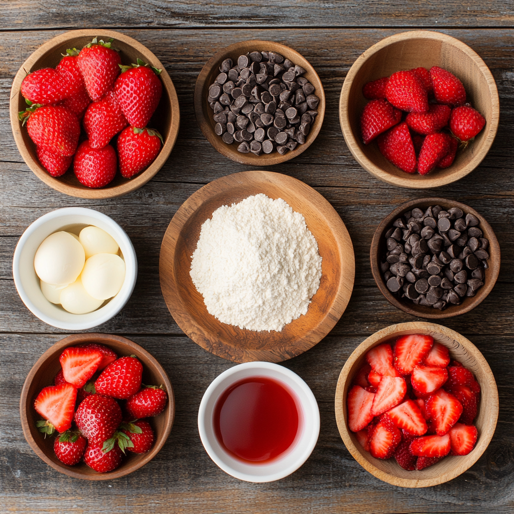 Valentine Chocolate-Covered Strawberry Swiss Roll Cake ingredients