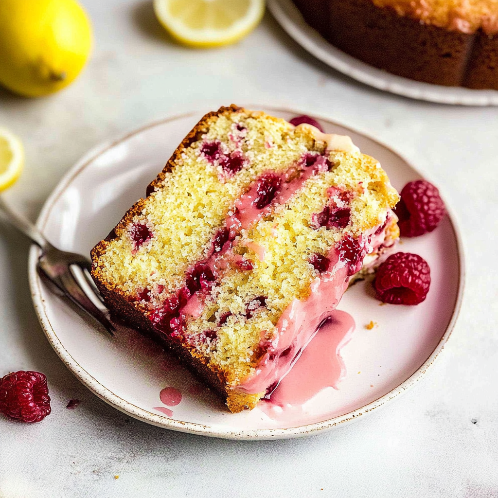 Valentine Lemon Raspberry Loaf Cake with Raspberry Glaze
