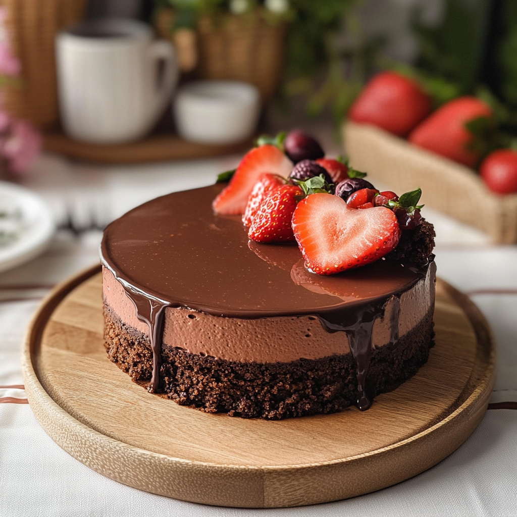 Valentine Strawberry Chocolate Mousse Cake