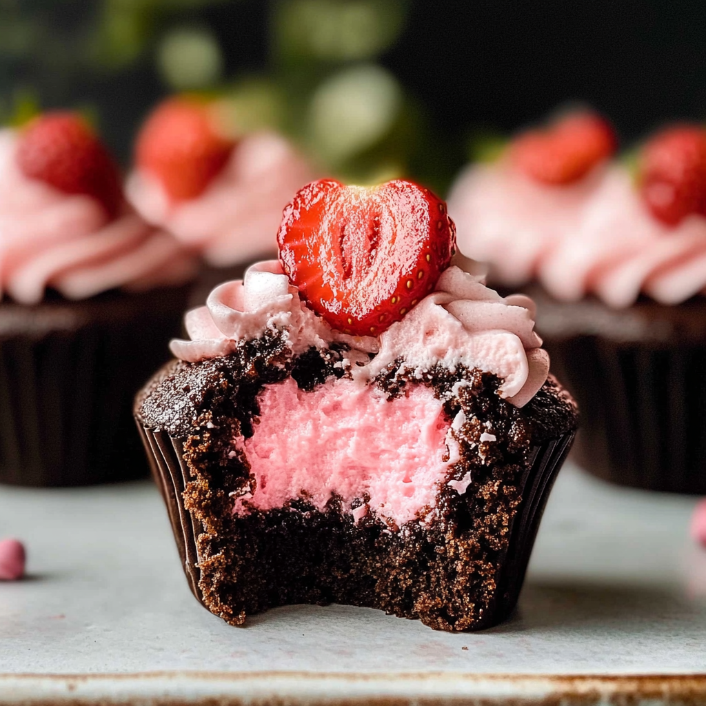 Valentine’s Valentine Chocolate Covered Strawberry Cupcakes