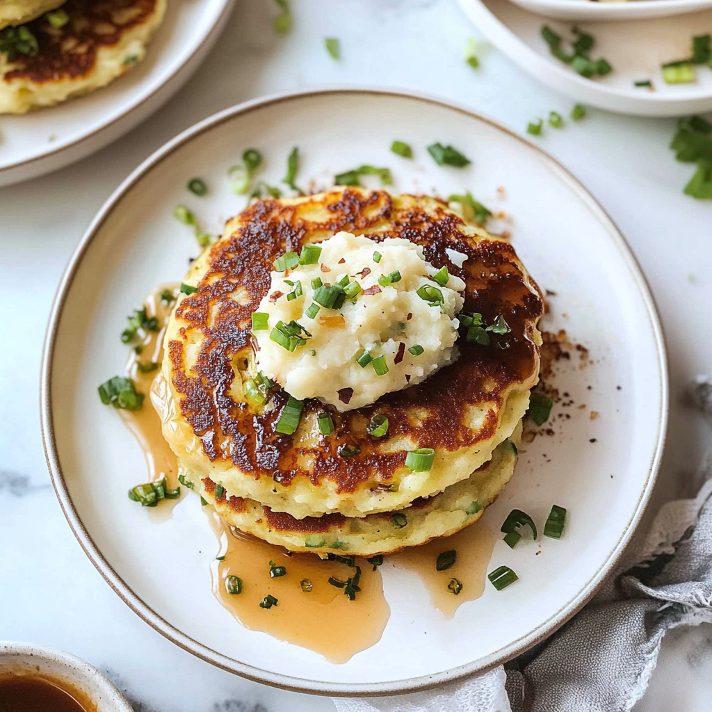 Loaded Irish Cheddar Mashed Potato Pancakes